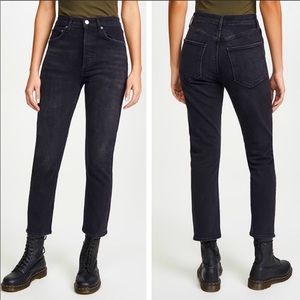 AGOLDE | Riley High Rise Straight Crop Black Jeans